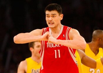 LOS ANGELES, CA - APRIL 03:  Yao Ming #11 of the Houston Rockets gestures to a referee during the second half against the Los Angeles Lakers at Staples Center on April 3, 2009 in Los Angeles, California. The Lakers defeated the Rockets 93-81. NOTE TO USER