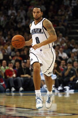 LONDON, ENGLAND - OCTOBER 06:  Deron Williams of the Utah Jazz in action during the NBA pre-season game as part of the 2009 NBA Europe Live Tour between Chicago Bulls and Utah Jazz at the O2 Arena on October 6, 2009 in London, England.  NOTE TO USER: User