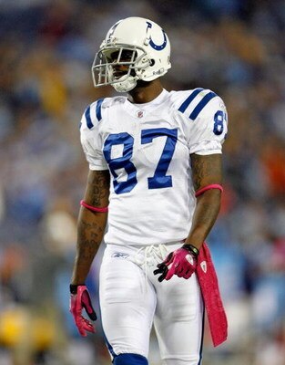 NASHVILLE, TN - OCTOBER 11:  Reggie Wayne #87 of the Indianapolis Colts looks on during the NFL game against the Tennessee Titans at LP Field on October 11, 2009 in Nashville, Tennessee. The Colts defeated the Titans 31-9.  (Photo by Andy Lyons/Getty Imag