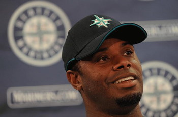 PEORIA, AZ - FEBRUARY 21: Ken Griffey Jr. speaks with the media regarding his return to the Seattle Mariners during a press conference on February 21, 2009 in Peoria, Arizona. (Photo by Ronald Martinez/Getty Images)
