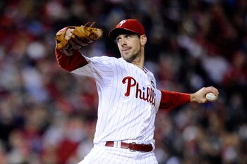 PHILADELPHIA - OCTOBER 18:  Cliff Lee #34 of the Philadelphia Phillies pitches against the Los Angeles Dodgers during Game Three of the NLCS during the 2009 MLB Playoffs at Citizens Bank Park on October 18, 2009 in Philadelphia, Pennsylvania.  (Photo by J