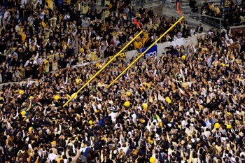 ATLANTA - OCTOBER 17:  Fans bring down the goal post in the North End Zone after the Georgia Tech Yellow Jackets 28-23 win over the Virginia Tech Hokies at Bobby Dodd Stadium on October 17, 2009 in Atlanta, Georgia.  (Photo by Kevin C. Cox/Getty Images)