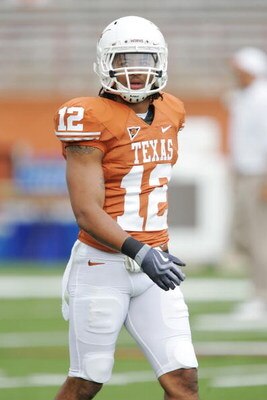 AUSTIN, TX - SEPTEMBER 5:  Safety Earl Thomas #12 of the Texas Longhorns warms-up prior to their game against the Louisiana Monroe Warhawks on September 5, 2009 at Darrell K Royal-Texas Memorial Stadium in Austin, Texas. The Longhorns defeated the Warhawk