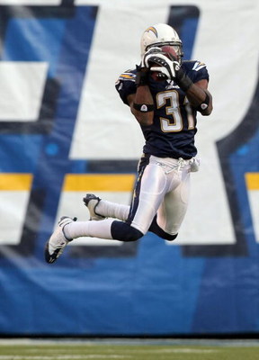 SAN DIEGO - DECEMBER 16: Antonio Cromartie #31 of the San Diego Chargers makes an interception against the Detroit Lions during the fourth quarter at Qualcomm Stadium December 16, 2007 in San Diego California. (Photo by Harry How/Getty Images)