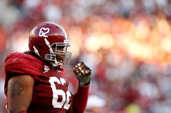 TUSCALOOSA, AL - OCTOBER 24:  Terrence Cody #62 of the Alabama Crimson Tide walks off the field after a defensive series against the Tennessee Volunteers at Bryant-Denny Stadium on October 24, 2009 in Tuscaloosa, Alabama.  (Photo by Kevin C. Cox/Getty Ima