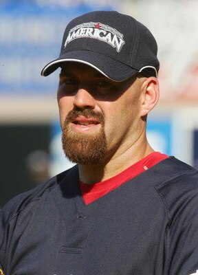 NEW YORK - JULY 15:  American League All-Star  Kevin Youkilis of the Boston Red Sox looks on during batting practice before the 79th MLB All-Star Game at Yankee Stadium on July 15, 2008 in the Bronx borough of New York City.  (Photo by Jim McIsaac/Getty I