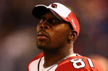 EAST RUTHERFORD, NJ - OCTOBER 25:  Anquan Boldin #81 of the Arizona Cardinals watches from the bench against the New York Giants on October 25, 2009 at Giants Stadium in East Rutherford, New Jersey.  (Photo by Chris McGrath/Getty Images)