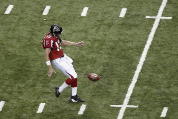 ATLANTA - SEPTEMBER 19: Punter Chris Mohr #36 of the Atlanta Falcons kicks the ball against the St. Louis Rams during the game at the Georgia Dome on September 19, 2004 in Atlanta, Georgia. The Falcons defeated the Rams 34-17. (Photo by Craig Jones/Gett