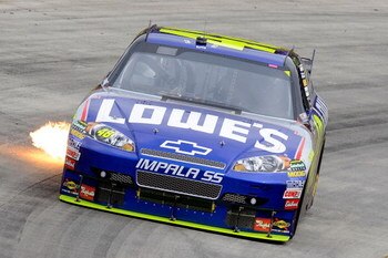 MARTINSVILLE, VA - OCTOBER 25:  Jimmie Johsnon drives the #48 Lowe's Chevrolet during the NASCAR Sprint Cup Series TUMS Fast Relief 500 at Martinsville Speedway on October 25, 2009 in Martinsville, Virginia.  (Photo by John Harrelson/Getty Images)