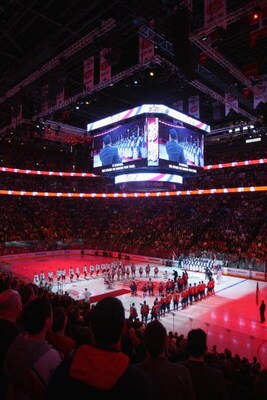 MONTREAL - JANUARY 25:  General view during the National Anthem before the 2009 NHL All-Star game at the Bell Centre on January 25, 2009 in Montreal, Canada. (Photo by Bruce Bennett/Getty Images)