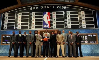 NEW YORK - JUNE 25:  NBA Commissioner David Stern poses for a photograph with the top prospects prior to the 2009 NBA Draft at the Wamu Theatre at Madison Square Garden June 25, 2009 in New York City. NOTE TO USER: User expressly acknowledges and agrees t