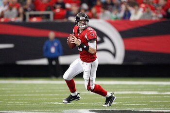 ATLANTA - NOVEMBER 16:  Quarterback Matt Ryan #2 of the Atlanta Falcons moves to pass the ball during the game against the Denver Broncos at the Georgia Dome on November 16, 2008 in Atlanta, Georgia.  (Photo by Kevin C. Cox/Getty Images)