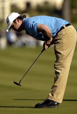 02 Feb 02:  Mathew Goggin misses a birdie putt on the par 5 18th hole during the second round of the AT&T Pebble Beach National Pro-Am at the Pebble Beach Links in Pebble Beach, California.    Digital Image    Mandatory Credit: Craig Jones/Getty Images