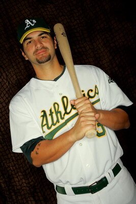 PHOENIX - FEBRUARY 25:   Eric Chavez #3 of the Oakland Athletics poses for a portrait during Spring Training photo day on February 25, 2008 in Phoenix, Arizona.  (Photo by Lisa Blumenfeld/Getty Images)
