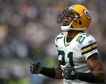 SEATTLE - OCTOBER 12:  Cornerback Charles Woodson #21 of the Green Bay Packers reacts after just missing an interception in the first half against the Seattle Seahawks on October 12, 2008 at Qwest Field in Seattle, Washington. The Packers defeated the Sea