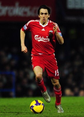 PORTSMOUTH, UNITED KINGDOM - FEBRUARY 07: Yossi Benayoun of Liverpool in action during the Barclays Premier League match between Portsmouth and Liverpool at Fratton Park on February 7, 2009 in Portsmouth, England.  (Photo by Mike Hewitt/Getty Images)