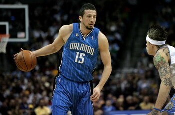 DENVER - JANUARY 17:  Hedo Turkoglu #15 of the Orlando Magic dribbles the ball upcourt against the Denver Nuggets during NBA action at the Pepsi Center on January 17, 2009 in Denver, Colorado. The Magic defeated the Nuggets 106-88. NOTE TO USER: User expr