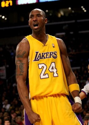 LOS ANGELES - FEBRUARY 10: Kobe Bryant #24 of the Los Angeles Lakers reacts after scoring against the Oklahoma City Thunder on February 10, 2009 at Staples Center in Los Angeles, California.   NOTE TO USER: User expressly acknowledges and agrees that, by 
