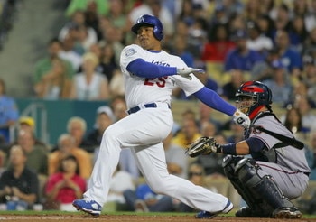 LOS ANGELES, CA - JULY 25:  Andruw Jones #25 of the Los Angeles Dodgers at bat against the Washington Nationals at Dodger Stadium on July 25, 2008 in Los Angeles, California.  (Photo by Lisa Blumenfeld/Getty Images)