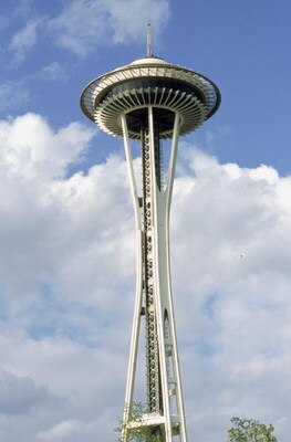 SEATTLE - MAY 5:  A general view of the Space Needle in Seattle, Wahington during the MLB game between Blue Jays and the Mariners at Safeco Field on May 5, 2001.  (Photo by Otto Greule Jr /Getty Images) 