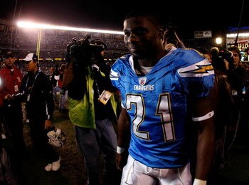 SAN DIEGO - JANUARY 03:  LaDainian Tomlinson #21 of the San Diego Chargers walks off the field after defeating the Indianapolis Colts in overtime in the AFC Wild Card Game on January 3, 2009 at Qualcomm Stadium in San Diego, California.  (Photo by Harry H