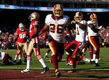 SAN FRANCISCO - DECEMBER 28:  Clinton Portis #26 of the Washington Redskins scores a touchdown against  the San Francisco 49ers at Candlestick Park on December 28, 2008 in San Francisco, California  (Photo by Jonathan Ferrey/Getty Images)
