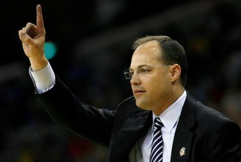 NEW ORLEANS - MARCH 18:  Head coach Mark Fox of the Nevada Wolf Pack signals from the sidelines during the second half against the Memphis Tigers during in two of the NCAA Men's Basketball Tournament at the New Orleans Arena on March 18, 2007 in New Orlea