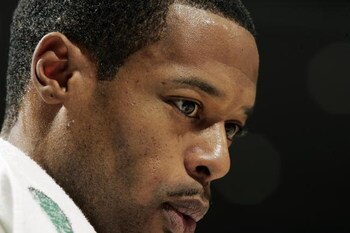 DENVER - NOVEMBER 30:  Marcus Camby #23 of the Denver Nuggets talks to an official during a timeout in the second half against the New Orleans/Oklahoma City Hornets on November 30, 2005 at the Pepsi Center in Denver, Colorado. The Hornets defeated the Nug