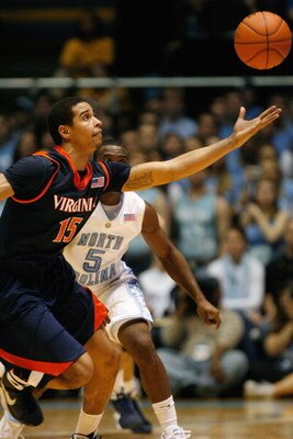 CHAPEL HILL, NC - FEBRUARY 07:  Sylven Landesberg #15 of the Virginia Cavaliers reaches for the ball during the game against the North Carolina Tar Heels on February 7, 2009 at the Dean E. Smith Center in Chapel Hill, North Carolina.  (Photo by Kevin C. C