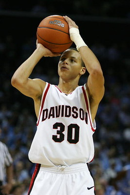 CHARLOTTE - NOVEMBER 14: Stephen Curry #30 of the Charlotte Bobcats prepares to put up a shot during the college basketball game against North Carolina Tar at the Charlotte Bobcats Arena on November 14, 2007 in Charlotte, North Carolina. (Photo by Street