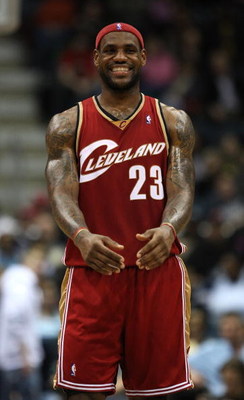 MILWAUKEE - FEBRUARY 20: LeBron James #23 of the Cleveland Cavaliers smiles near the end of a game against the Milwaukee Bucks in which he scored a game-high 55 points on February 20, 2009 at the Bradley Center in Milwaukee, Wisconsin. The Cavaliers defea