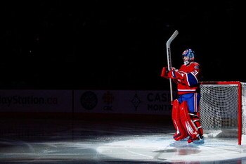 MONTREAL- JANUARY 31:  Carey Price #31 of the Montreal Canadiens is introduced during pre-game ceremonies prior to facing the Los Angeles Kings at the Bell Centre on January 31, 2009 in Montreal, Quebec, Canada.   The Canadiens defeated the Kings 4-3.  (P