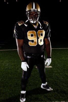 METAIRIE, LA - JANUARY 13:  Defensive Tackle Sedrick Ellis #98 of the New Orleans Saints poses for a photo at the New Orleans Saints training facility in Metairie, Louisiana.  (Photo by Chris Graythen/Getty Images)