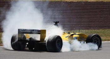 TAUPO, NEW ZEALAND - JANUARY 23:  Fairuz Fauzy of Malaysia smokes his tyres up as he spins his car at the hairpin turn during official practice session two for the New Zealand A1 Grand Prix at the Taupo Race Track January 23, 2009 in Taupo, New Zealand.  
