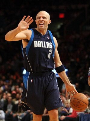 NEW YORK - NOVEMBER 16:  Jason Kidd #2 of the Dallas Mavericks dribbles up court against the New York Knicks on November 16, 2008 at Madison Square Garden in New York City. NOTE TO USER: User expressly acknowledges and agrees that, by downloading and or u