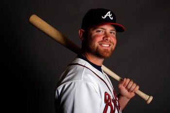 LAKE BUENA VISTA, FL - FEBRUARY 19:  Brian McCann #16 of the Atlanta Braves poses for a photo during Spring Training Photo day on February 19, 2009 at Champions Stadium at Walt Disney World of Sports in Lake Beuna Vista, Florida.  (Photo by Chris Graythen