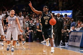 NEW YORK - MARCH 15:  Levance Fields #2 of the Pittsburgh Panthers celebrates after defeating the Georgetown Hoyas by the score of 74-65 to win the final of the 2008 Big East Men's Basketball Championship at Madison Square Garden on March 15, 2008 in New 