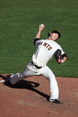 SAN FRANCISCO - JULY 3:  (FILE PHOTO) Tim Lincecum #55 of the San Francisco Giants pitches against of the Chicago Cubs during a Major League Baseball game on July 3, 2008 at AT&T Park in San Francisco, California. Lincecum was named the 2008 National Leag