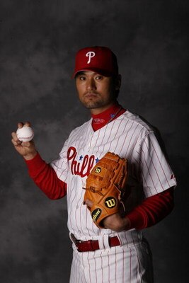 CLEARWATER, FL - FEBRUARY 20:  Chan Ho Park #61  of the Philadelphia Phillies poses for a photo during Spring Training Photo day on February 20, 2009 at Bright House Networks Field in Clearwater, Florida.  (Photo by Chris Graythen/Getty Images)