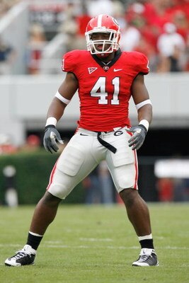 ATHENS, GA - OCTOBER 11:  Roderick Battle #41 of the Georgia Bulldogs moves onfield during the game against the Tennessee Volunteers at Sanford Stadium on October 11, 2008 in Athens, Georgia.  (Photo by Kevin C. Cox/Getty Images)