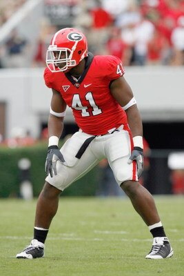 ATHENS, GA - OCTOBER 11:  Roderick Battle #41 of the Georgia Bulldogs moves onfield during the game against the Tennessee Volunteers at Sanford Stadium on October 11, 2008 in Athens, Georgia.  (Photo by Kevin C. Cox/Getty Images)