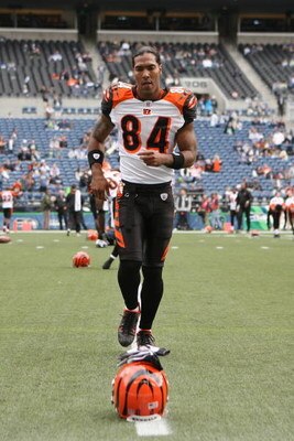 SEATTLE - SEPTEMBER 23:  T.J. Houshmandzadeh #84 of the Cincinnati Bengals warms up before the game against the Seattle Seahawks at Qwest Field on September 23, 2007 in Seattle, Washington. The Seahawks won 24-21. (Photo by Otto Greule Jr/Getty Images)