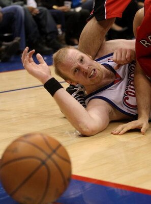 LOS ANGELES, CA - DECEMBER 18:  Chris Kaman #35 of the Los Angeles Clippers watches a loose ball roll out of bounds in the game with the Toronto Raptors on December 18, 2007 at Staples Center in Los Angeles, California.  The Raptors won 80-77. NOTE TO USE