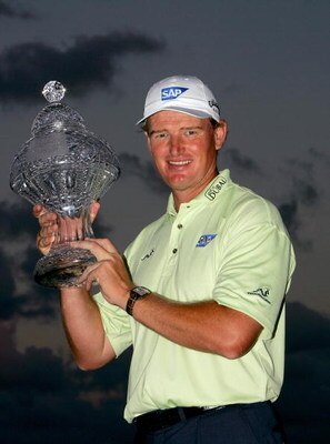 PALM BEACH GARDENS, FL - MARCH 02:  Ernie Els of South Africa holds the trophy after winning  the Honda Classic at PGA National Resort and Spa on March 2, 2008 in Palm Beach Gardens, Florida.  (Photo by Sam Greenwood/Getty Images)