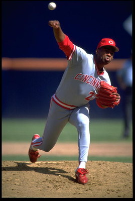 6 OCT 1991:  JOSE RIJO, PITCHER FOR THE CINCINNATI REDS, RELEASES A PITCH DURING THEIR GAME AGAINST THE SAN DIEGO PADRES AT JACK MURPHY STADIUM IN SAN DIEGO, CALIFORNIA.  MANDATORY CREDIT: STEPHEN DUNN/ALLSPORT