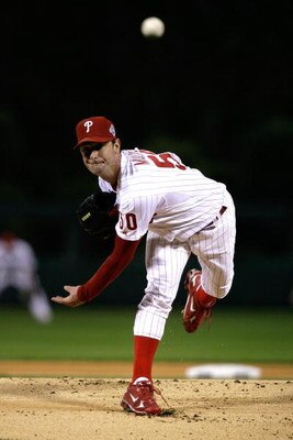 PHILADELPHIA - OCTOBER 25:  Jamie Moyer #50 of the Philadelphia Phillies pitches against the Tampa Bay Rays during game three of the 2008 MLB World Series on October 25, 2008 at Citizens Bank Park in Philadelphia, Pennsylvania.  (Photo by Chris Gardner-Po