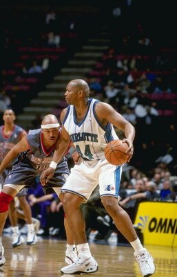 4 Mar 1999:  Derrick Coleman #44 of the Charlotte Hornets in action during the game against the New Jersey Nets at the Continental Airlines Arena in East Rutherford, New Jersey. The Hornets defeated the Nets 96-84.   Mandatory Credit: Al Bello  /Allsport