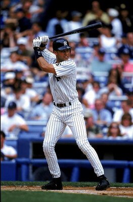 8 May 1999:  Derek Jeter #2 of the New York Yankees at bat during the game against the Detroit Tigers at Yankee Stadium in the Bronx, New York. The Tigers defeated the Yankees 8-2.  Mandatory Credit: Jamie Squire  /Allsport