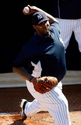 TAMPA, FL - FEBRUARY 14:  Pitcher CC Sabathia #52 of the New York Yankees during a Spring Training workout at the George M. Steinbrenner Field on February 14, 2009 in Tampa, Florida.  (Photo by J. Meric/Getty Images)