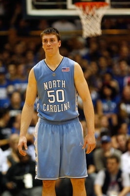DURHAM, NC - FEBRUARY 11:  Tyler Hansbrough #50 of the North Carolina Tar Heels looks on during the game against the Duke Blue Devils on February 11, 2009 at Cameron Indoor Stadium in Durham, North Carolina.  (Photo by Kevin C. Cox/Getty Images)